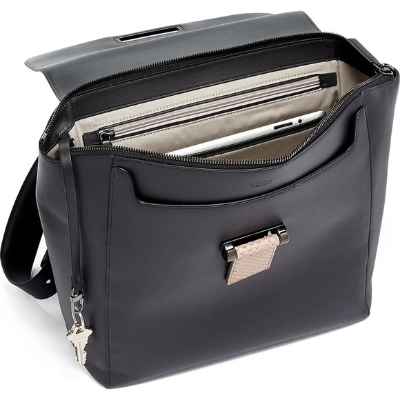 TUMI Genna Leather Backpack - Pepper - Picture 3 of 10